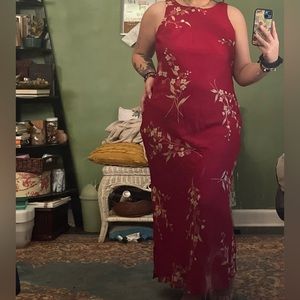 90s vintage positive attitude. Red slip on dress.